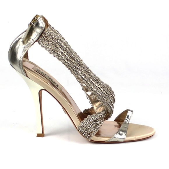 Badgley Mischka Strappy Heel Crystal Embellished